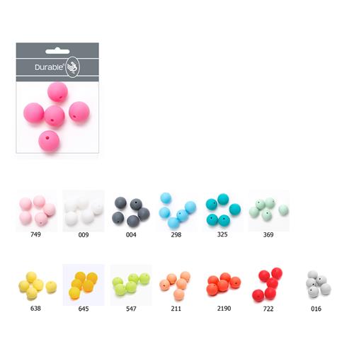 Durable siliconen kralen rond 12 mm in verschillende kleuren