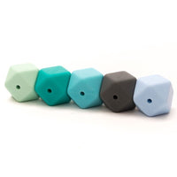 Durable Hexagon kralen 17 mm blauw/groen